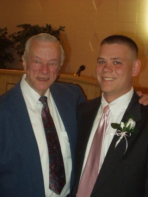Grandpa and Hans chill'n at the wedding :) lol