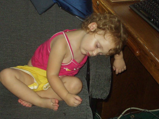 Abigail fell asleep while working on the computer :)