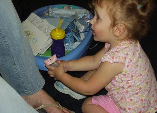 Abigail will put lotion on your feet while you wait :) lol (she wouldn't have it any other way!)