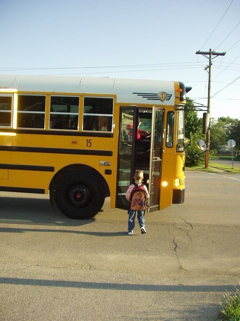 Elijah ran right for the bus! (after he ask if we were going with him!)