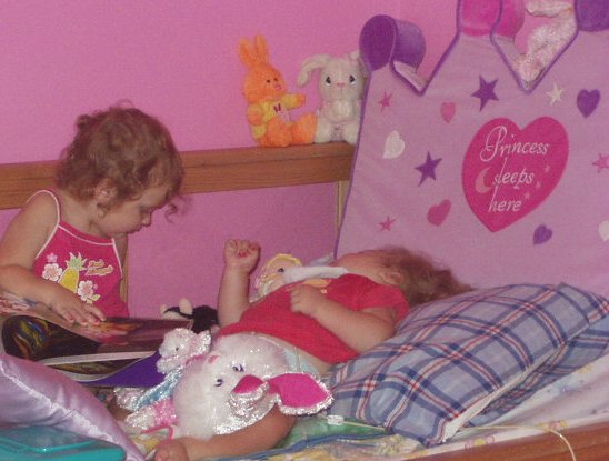 Abigail is reading a book to Mary :) Mary is totally in love :):)