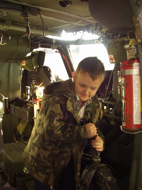 Very safe for the chopper! Elijah is standing near the first aid pack AND the fire extinguisher!