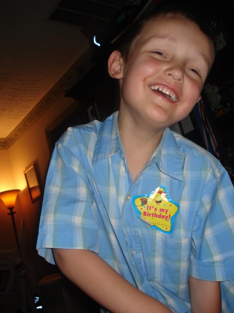 Elijah's happy look.