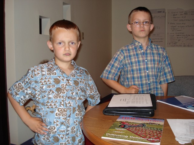 I told Timothy and Elijah to look important.