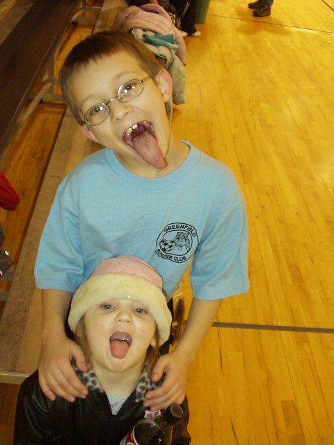 I'm sticking my tongue out...Timmy sticking his tongue out!