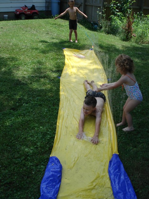 I think Abby would have just as much fun playing with a sprinkler!