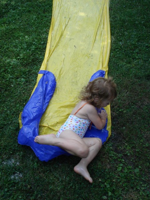 Abby would run down and jump in the water at the end :)