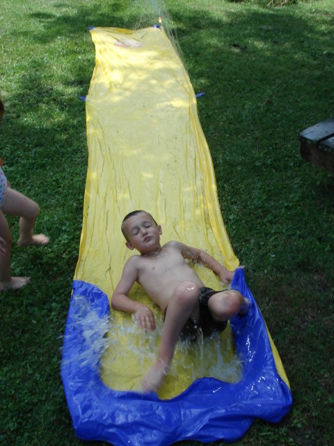 Poor guy hit his head a couple times because he wouldn't slide on his belly.