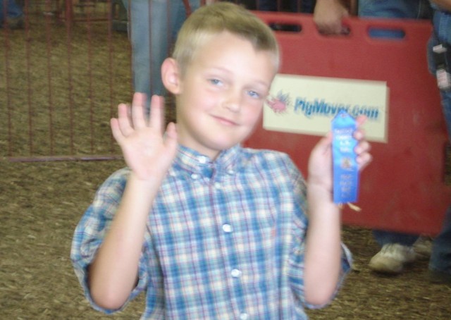 Good job young pig-walker!