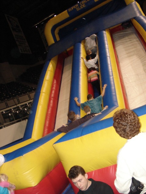 Elijah wanted to slide down the big inflatable thingie.