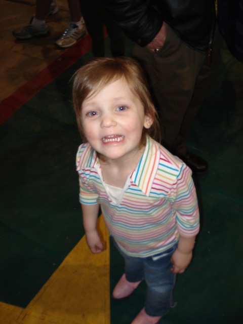 Abby waited patiently to ride the ponies.