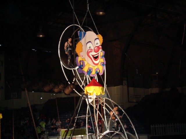 Siegfried and Roy here walked on some big wheel thing.