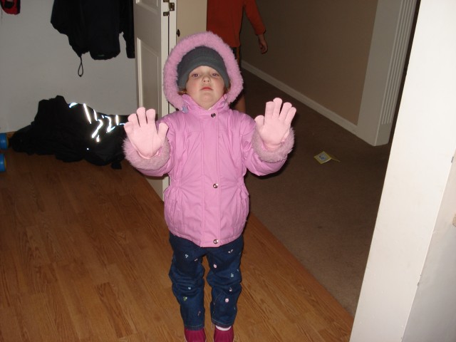 Abby got all bundled up to go outside!