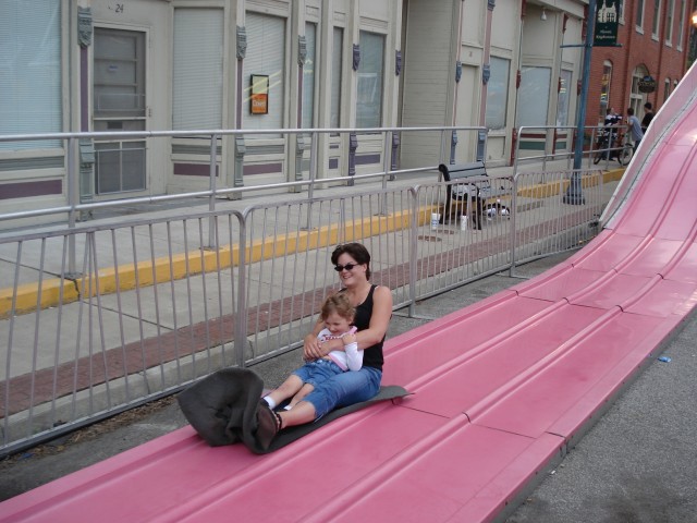 That looks like a lot of fun!  Daddy always has a lot of fun in the sack with Né too .... err.. there's usually not a slide involved though.