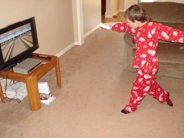 Elijah is an expert at Wii Bowling!