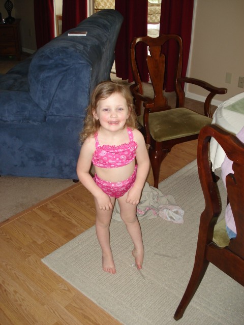 Abby just had to model her bathing suit.