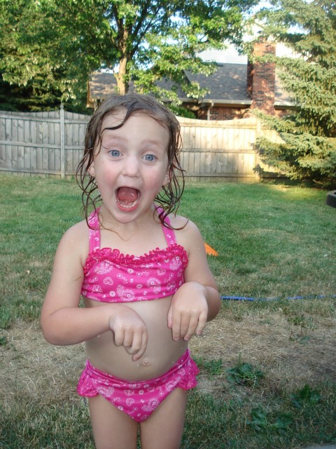Abby was excited about slip'n'sliding!
