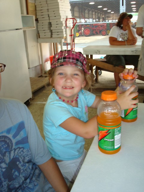 Abby doesn't like Pizza, but was being good anyway!  lol