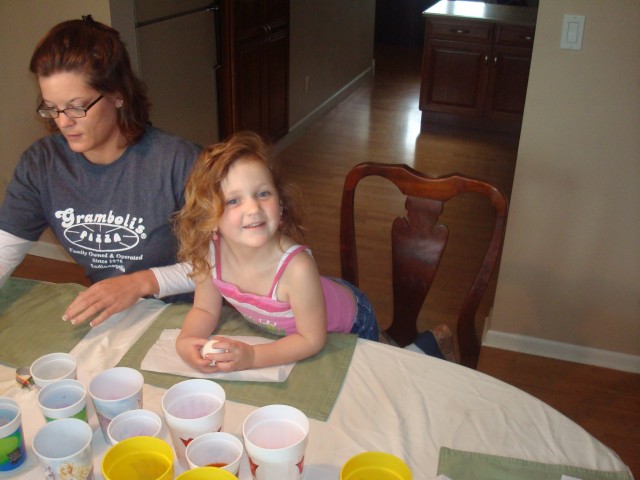 Abby was really excited to start coloring her eggs.