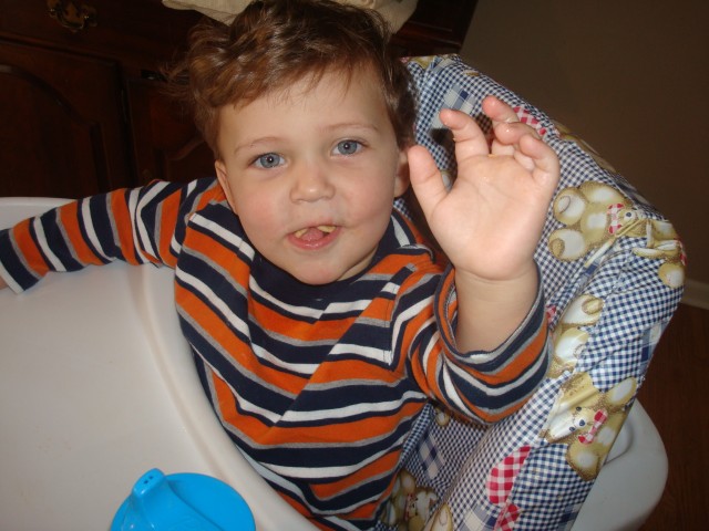 Eek!  How many animal crackers DO you have in your mouth??