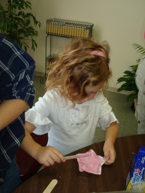 Abby is making chalk :)