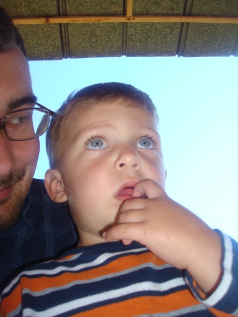 Isaiah was finally over the whole crying thing after the ride made it to the turnaround point.