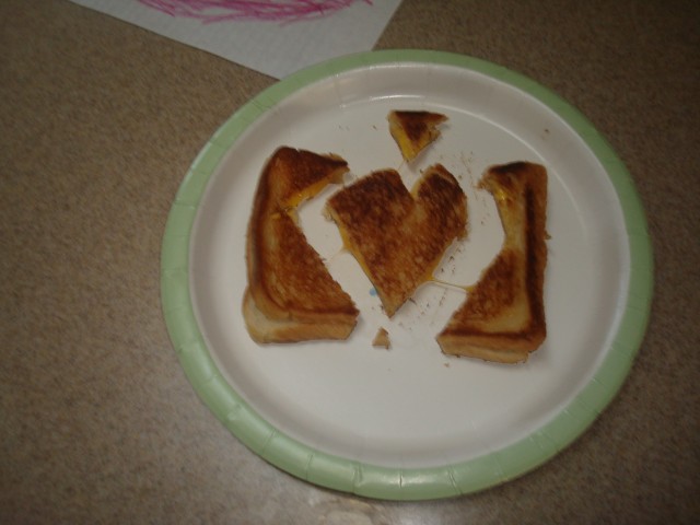 OK, completely unrelated.. but Abby asked to have her grilled cheese be "special"... and this is what I came up with.