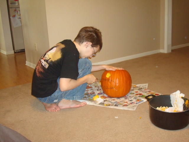 I remember helping Timmy cut his first pumpkin 12 years ago!