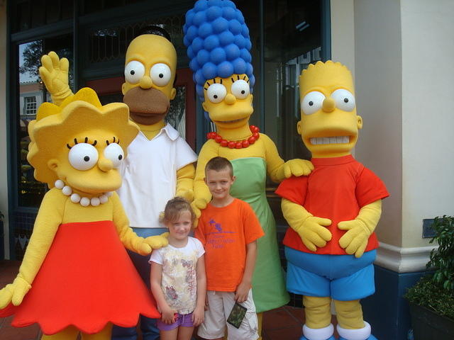 Elijah and Abby with the REAL Bart and Lisa!  lol