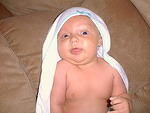 Elijah was making silly faces after his bath.