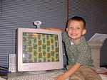 Timothy loves the Scooby background on the computer.
