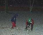 The boys had fun playing in the snow before going to bed.