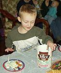 Elijah was helping himself to some ice cream!