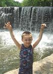 Timothy didn't actually go under the falls (I didn't want to get wet). This was pretty close though :)