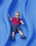 Elijah wasn't really sure about going down the slide.