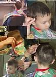 The many stages of Timothy getting his hair cut for school :)