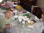 The boys were getting ready to color eggs. As you can see, the kids had a nice Easter.