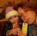 Abigail and I took a break to drink and think about our next task!! hehe