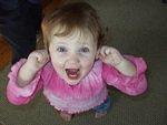 Abigail likes to stick her fingers in her ears and say 'mama watch this'..and then SCREAM!!!