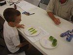 Timothy is talking to the judge about his veggies :)