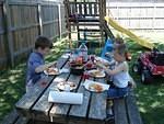 Back yard picnic lunch!  Mmmmm.